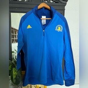 adidas Royal Blue Athletic Quarter-Zip Pullover with Yellow Logo